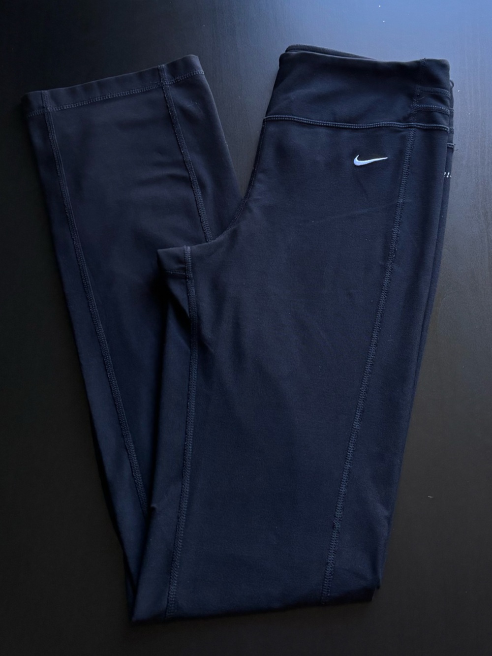 Nike Straight Leg Yoga Pant in Black W/ White Embroidered Logo